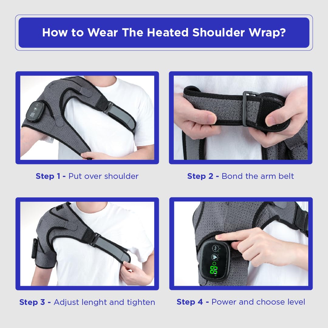 Heated Electric Shoulder & Back Massager – Adjustable Brace for Muscle Relaxation