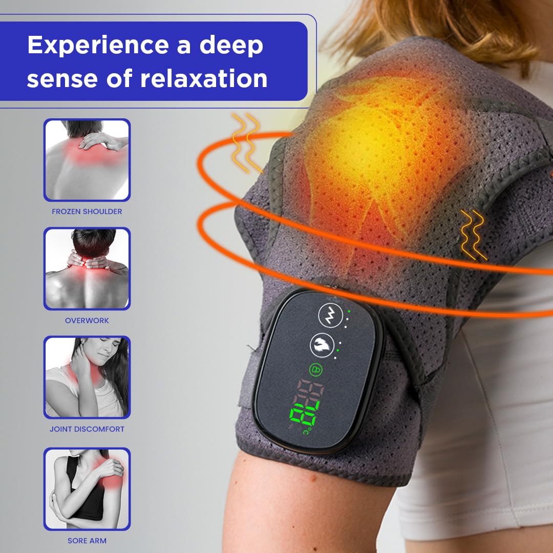 Heated Electric Shoulder & Back Massager – Adjustable Brace for Muscle Relaxation