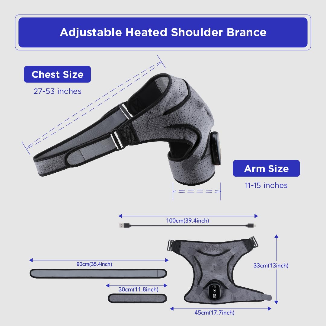 Heated Electric Shoulder & Back Massager – Adjustable Brace for Muscle Relaxation