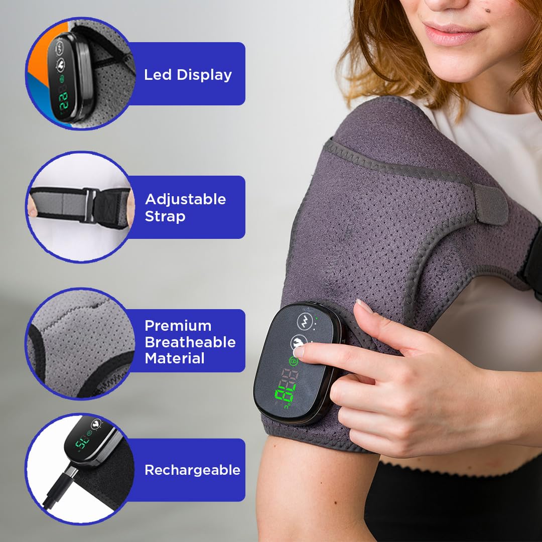 Heated Electric Shoulder & Back Massager – Adjustable Brace for Muscle Relaxation